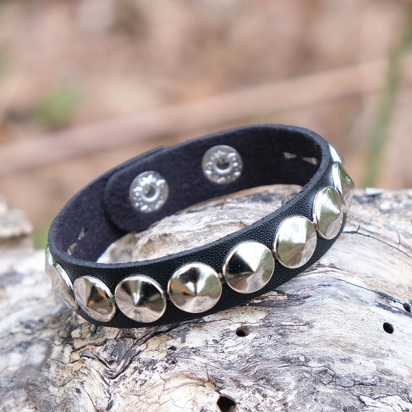 Black, studded, unisex bracelet.