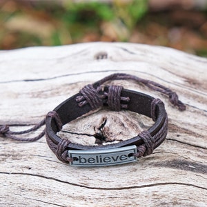 Dark brown Leather Bracelet with adjustable sliding knot