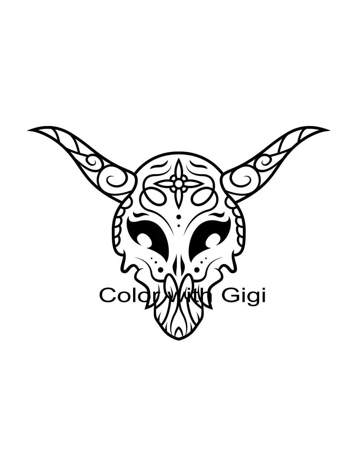 10 beautifully illustrated Horned Skull Etsy