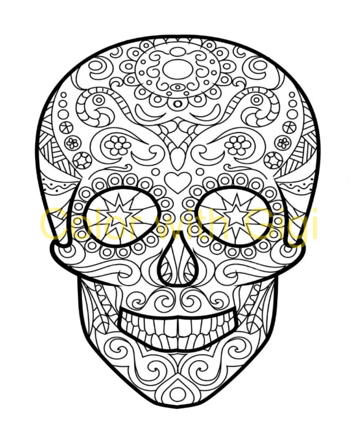 6 Day of the Dead Sugar Skull Coloring Pages Digital | Etsy