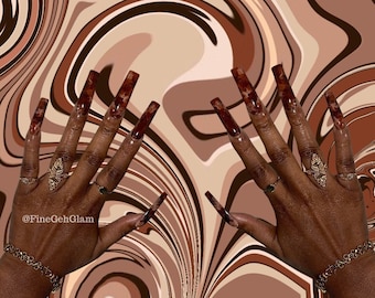 Macchiato Swirl | Brown Nails | Marble Nails | Custom Press Ons