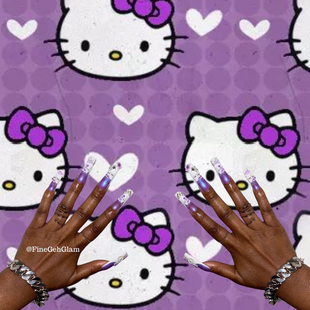 New Sanrio Hello Kittys Nail Stickers Pink Kt Cat Nails Love Stars Cute  Cats 3D Nail Stickers Kids Girls Jewelry Accessories - AliExpress