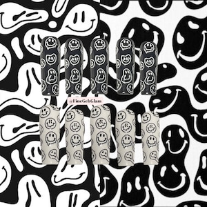 Mixed Feelings | Black and White Nails | Smiley Face Nails | Custom Press Ons