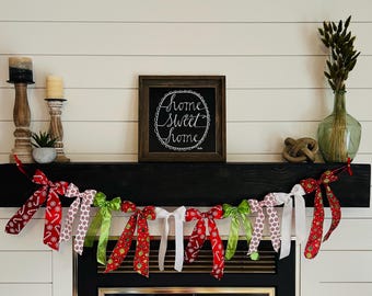 Red and green Christmas Bow Garland