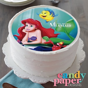 Little Mermaid Edible Cake Topper, Edible Topper, Edible Image, Image Edible Cake Topper, Personalized Topper, Custom Edible Topper.