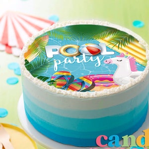 Pool Party Edible Cake Topper, Summer Edible Cake Topper, Edible Image, Image Edible Cake Topper, Custom Cake Toppers.