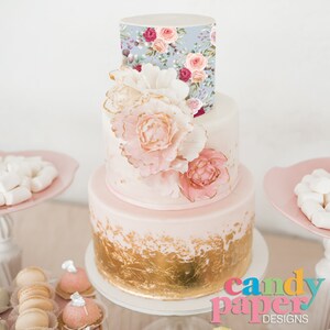 Vintage Roses Edible Cake Wrap, Floral Cake Topper
