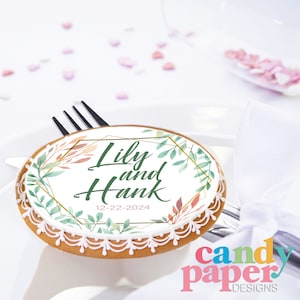 Leaves Wedding topper, Custom Edible Wedding Toppers, Wedding favor Edible Topper, Edible Topper, Bridal Shower topper, Edible Cake Topper.