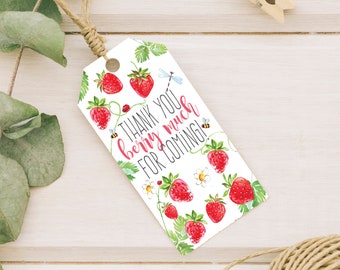 Printable Strawberry Favor Tags, Birthday Party (Digital Download)