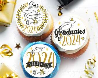 Custom Graduation Class of 2024 edible cupcake topper, Graduation edible cupcake topper, Cupcake edible toppers, Graduation Day