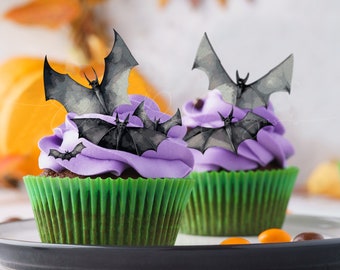 Edible Halloween Bat Cupcake Toppers, Wafer Paper Bats (44 Precut)