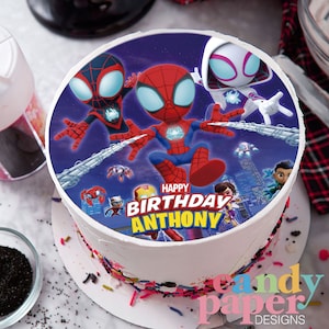 Spidey and His Amazing Friends Edible Cake Topper, Spidey Edible Cake Topper, Edible Image, Image Edible Cake Topper, Personalized Topper.