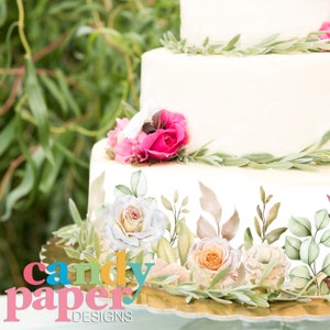 Floral Edible Cake Wrap, Wedding Cake Topper