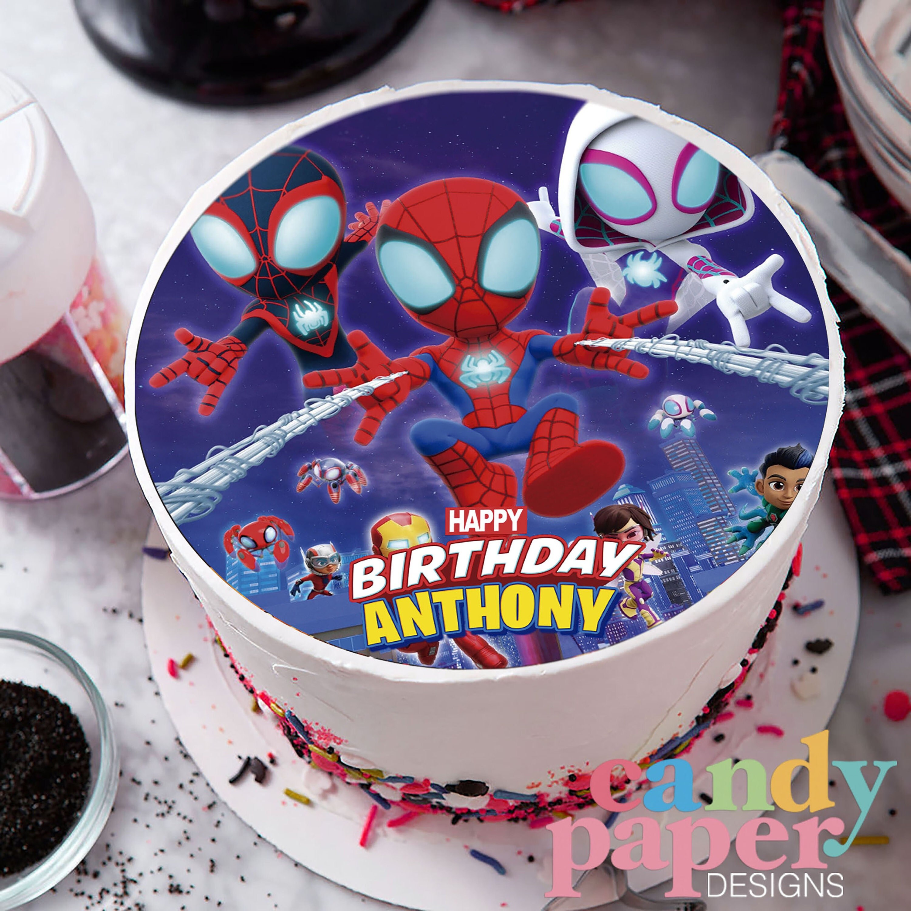 Spider Man Web SP Edible Image Cake Topper Personalized 40 OFF