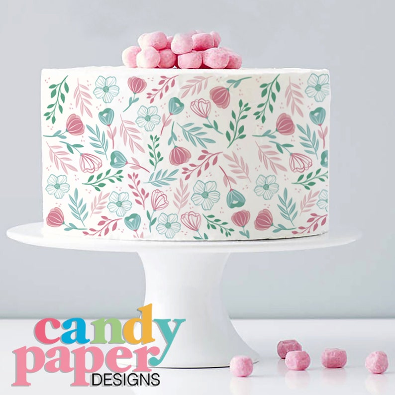 Floral Tulip Edible Cake Wrap Edible Cake Topper Edible Etsy