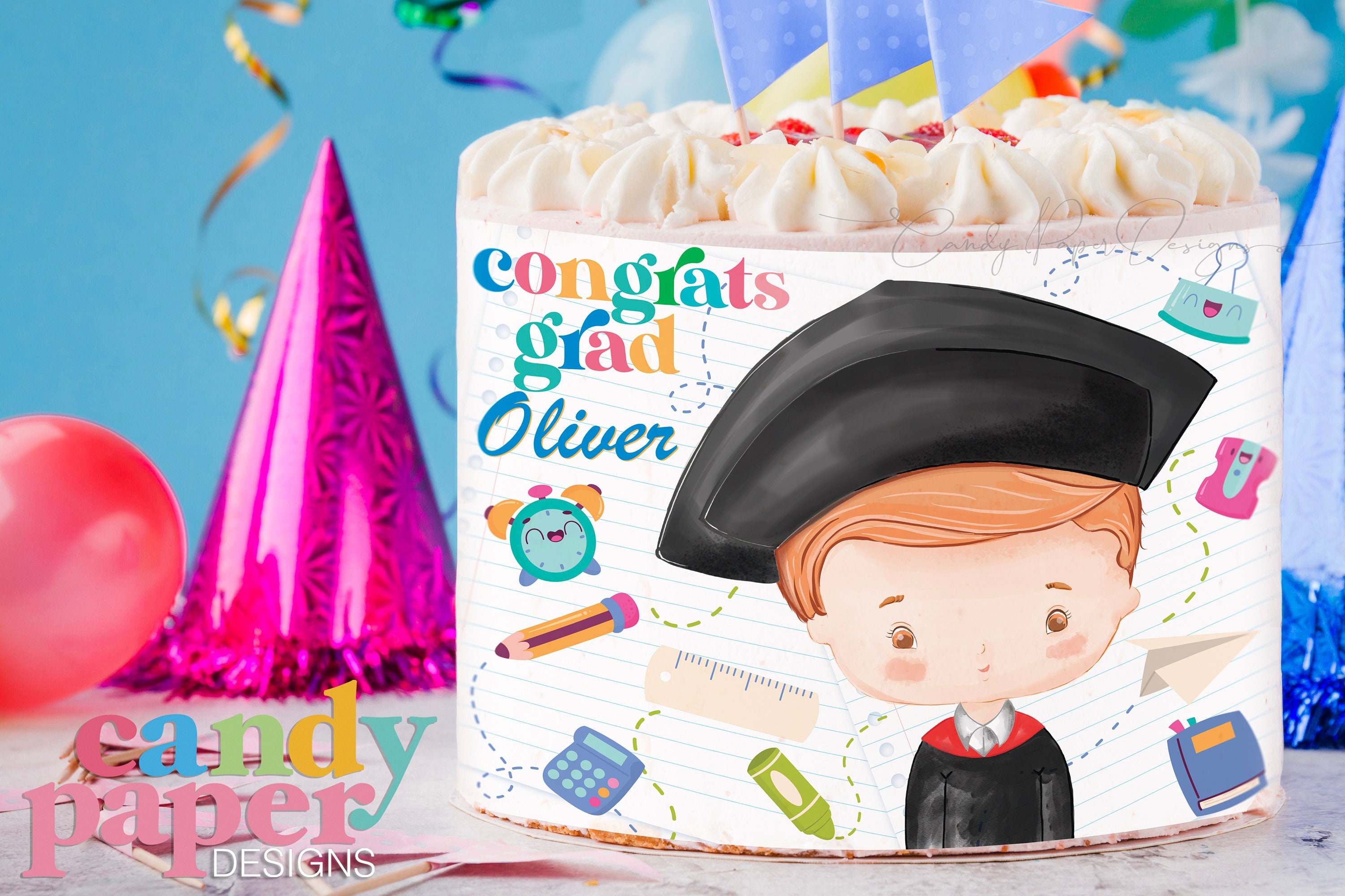 Graduation Edible Cake Toppers Custom Kids Graduation Edible - Etsy