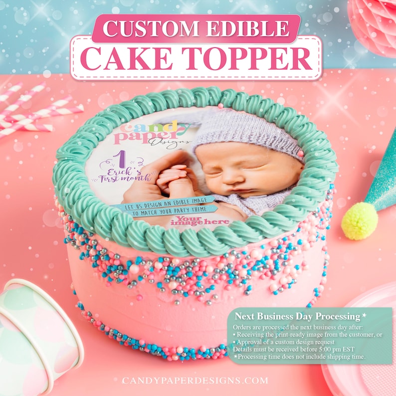 Custom Edible Topper, Custom Edible Cake Topper, Custom Edible Image Topper, Edible Image, Image Edible Cake Topper, Personalized Topper. image 2