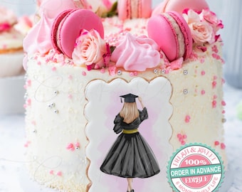 Precut Graduate Woman Edible Topper, Edible Girl Graduate for Cakes, Edible Graduation Paper, Graduation Edible Toppers, Graduation Day.
