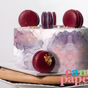 Marble Edible Cake Wrap, Edible Cake Topper, Edible Image, Image Edible Cake Topper, Custom Edible Cake Topper, Cake Strip, Purple Marble.