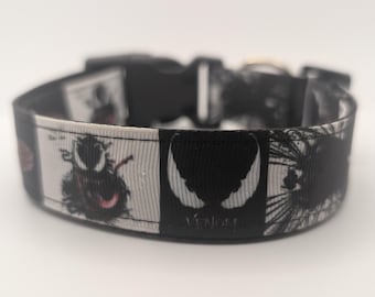 Collar de 1" inspirado en el monstruo alienígena Venom, ajustable de 14" a 22,5" de nailon ligero.