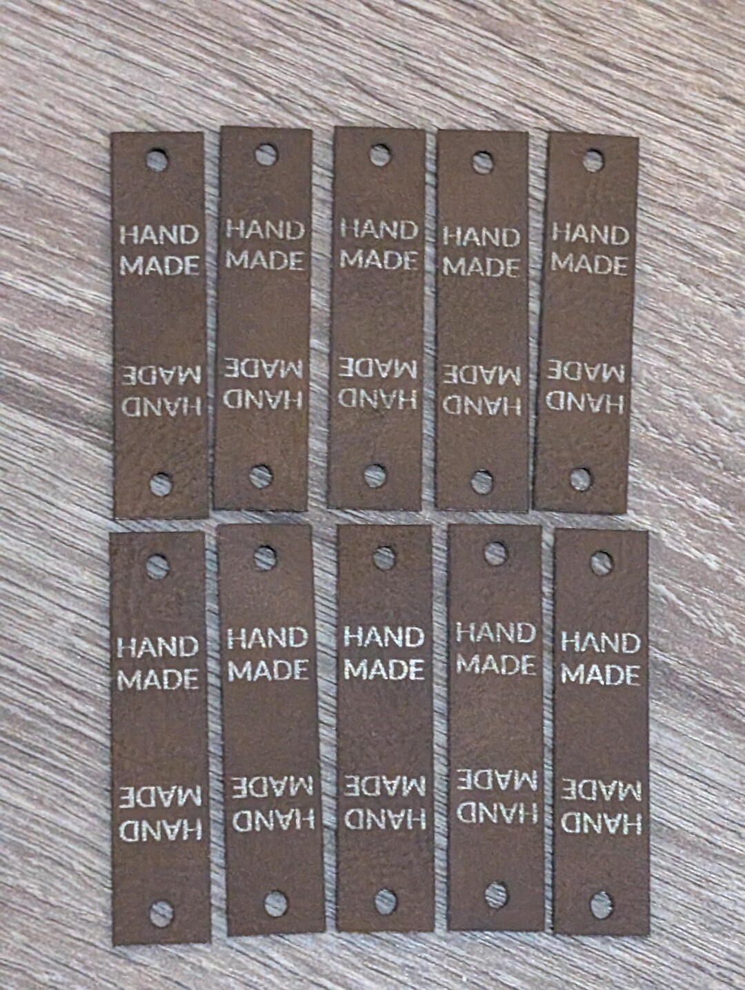 Set of 10 HAND MADE Engraved PU Leather Fold Over Rivet Tags - Etsy