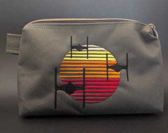 Sunset TIE Fighters waterproof Ditty Bag with metal silver zipper pull