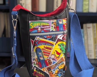 Action Comics Superman cover themed waterproof water bottle crossbody bag -Standard size
