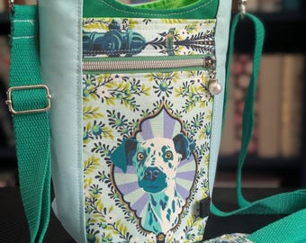 Tula Pink Dalmation waterproof water bottle crossbody bag -Standard size