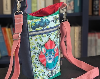 Tula Pink Chihuahua waterproof water bottle crossbody bag -Standard size