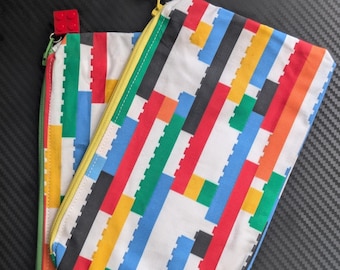 brick Building Blocks pencil bag - flat zipper
