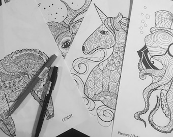 8 Mandalas | Coloring | Animals | Coloriage