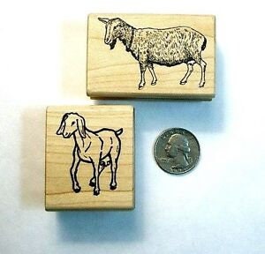 Goats Set of 2 Rubber Stamp Wood Mounted - Etsy