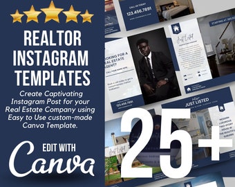 25+ Editable Instagram Posts for Realtors, Real Estate Agent Marketing Templates Canva, Social Media Quote Just Sold Graphics