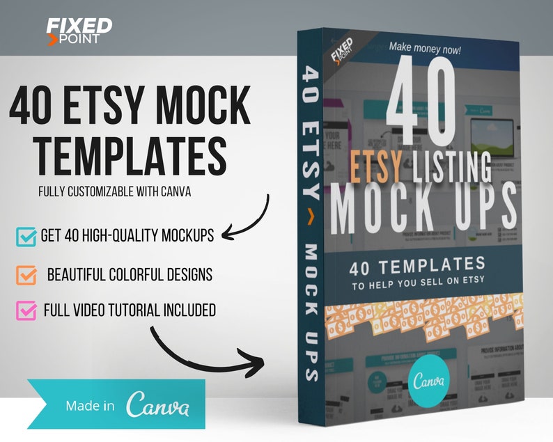 NEW 40 Etsy Mock Up Image Templates Bundle that will help you sell online, Canva Mock Ups Bundle Full Video Guide Included image 1