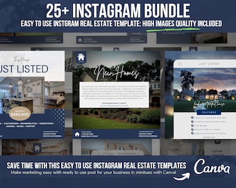Publicaciones en redes sociales de bienes raíces, marketing inmobiliario, descarga instantánea, plantilla de Facebook Canva, plantilla de bienes raíces, Instagram, descargar