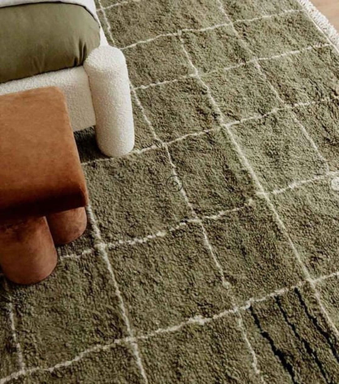 Moroccan Rug Green Berber Green Rug Grid Pattern Design Etsy
