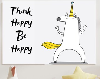 Minimalist Baby Unicorn Positive Kids Room Decor Printable Nursery Poster Quote Prints Wall Art