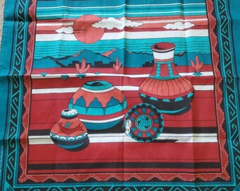 Vintage 80/'s southwestern pottery deadstock Wamcraft bandana