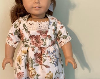 Fall floral Colonial style doll dress fits for 18 inch American dolls