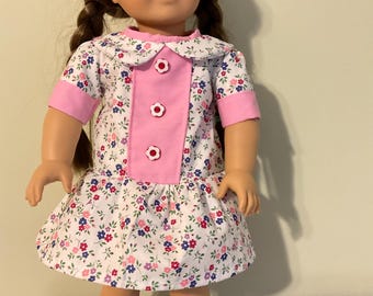 Vestido de boneca com cintura baixa, estilo anos 1920, adequado para bonecas americanas de 45 cm (18 polegadas).