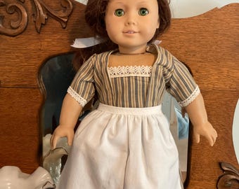 Colonial style doll dress and apron fits for 18 inch American dolls
