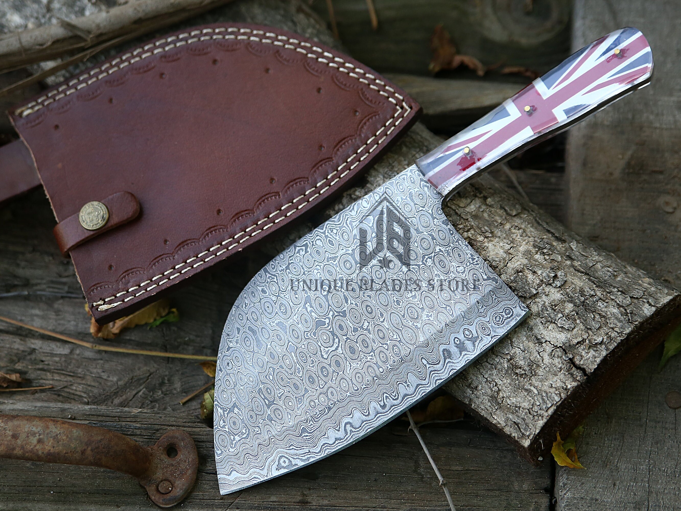 Handmade Damascus Cleaver Butcher Knife Chef Hand Etsy