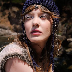 NOCTIS MESH HAT | handmade mesh hat, soft solder, cybercore spiky jewelry, designer alternative jewelry Crochet Mesh Hat, Netted Mesh Beanie