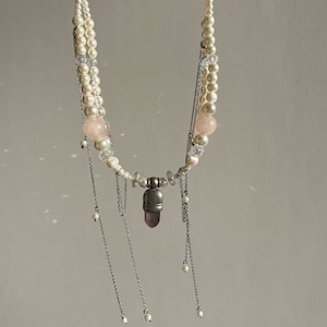 Alora Necklace  Lampwork Glass Statement Jewelry, Goth Choker, Freshwater Pearls, Fairy Core, Faerie, Chains Y2K