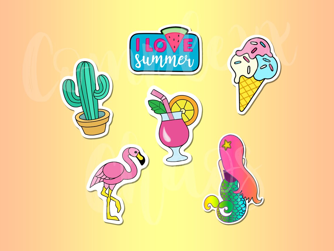 Summer Digital Printable Stickers Digital Download PNG Watermelon Pineapple Love Summer ...