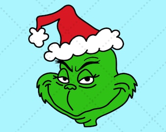 The Grinch Easy Layer SVG & PNG Digital Files - Santa Hat -