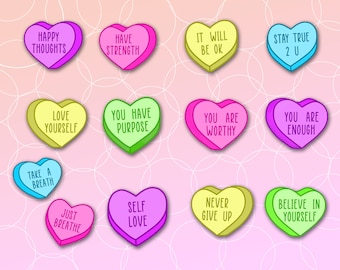 Self Love Valentine Conversation DIGITAL ONLY - PNG-bestanden - Self Care - You Are Enough - Geloof in jezelf