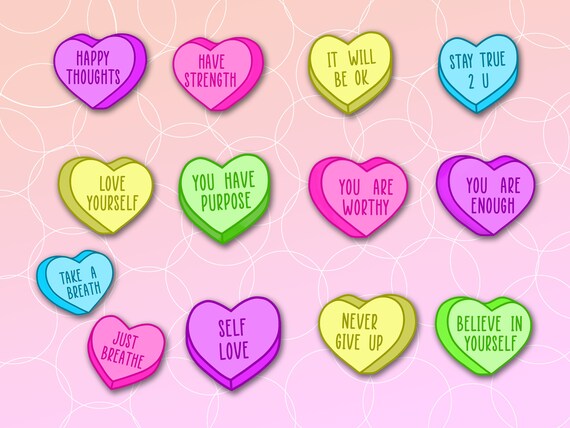 Self Love Valentine Conversation DIGITAL ONLY - PNG files - Self Care - You Are Enough - Believe in Yourself
