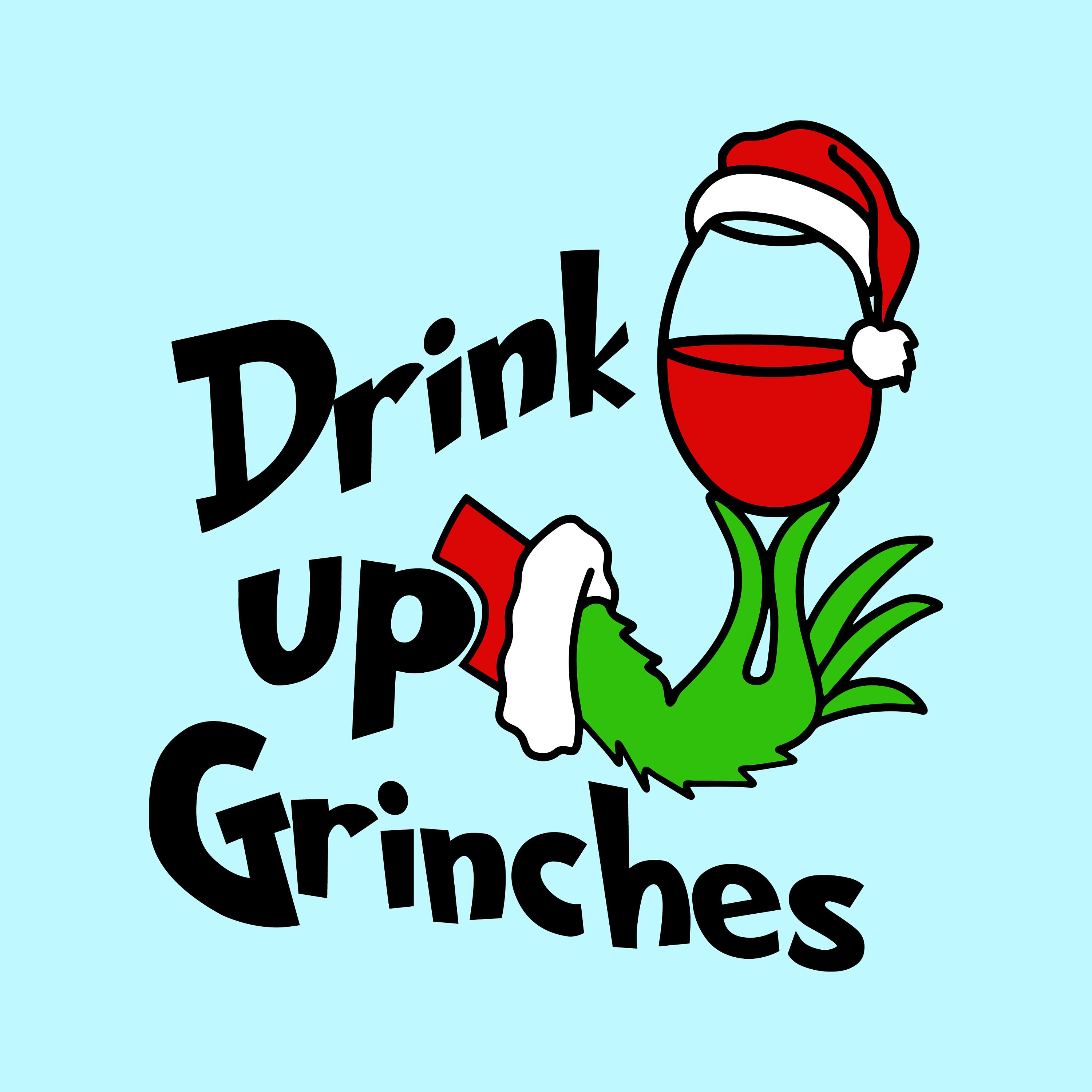 Drink up Grinches Easy Layer SVG & PNG Digital Files Santa Hat Wine