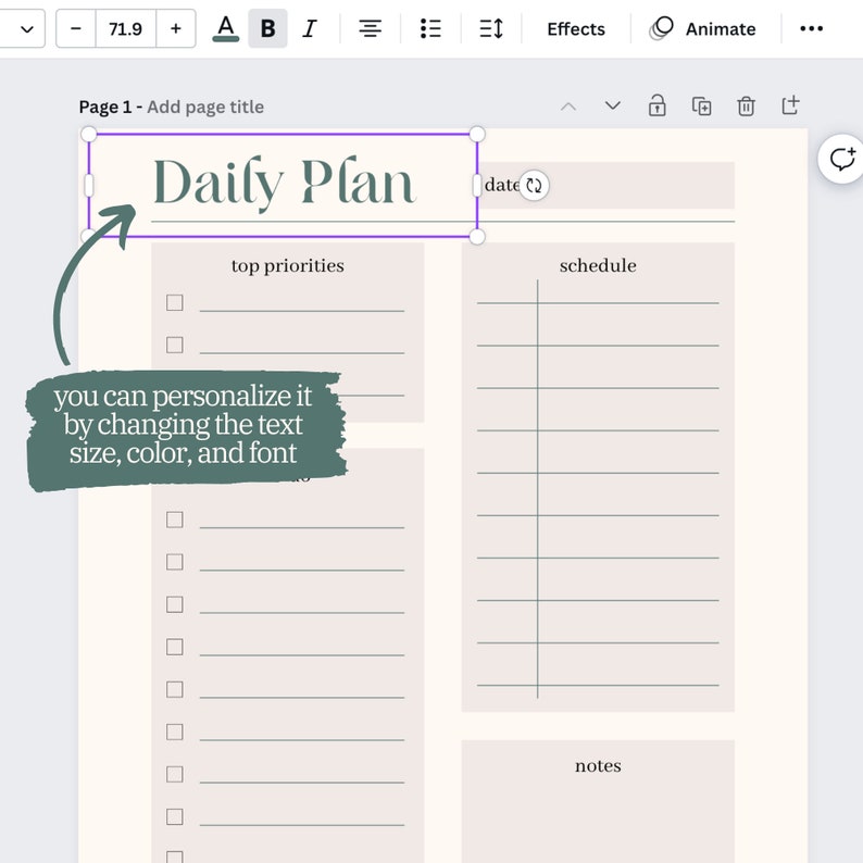 Editable Planner Template Customizable Digital Planner Etsy